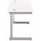 Jemini 1400mm Slim Rectangular Desk, Silver Cantilever Leg, White