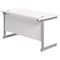 Jemini 1400mm Slim Rectangular Desk, Silver Cantilever Leg, White