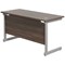 Jemini 1400mm Slim Rectangular Desk, Silver Cantilever Leg, Walnut