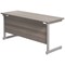 Jemini 1600mm Slim Rectangular Desk, Silver Cantilever Leg, Grey Oak