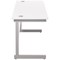 Jemini 1600mm Slim Rectangular Desk, Silver Cantilever Leg, White