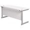 Jemini 1600mm Slim Rectangular Desk, Silver Cantilever Leg, White