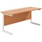 Jemini 1600mm Slim Rectangular Desk, White Cantilever Leg, Beech