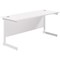 Jemini 1600mm Slim Rectangular Desk, White Cantilever Leg, White