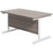 Jemini 1200mm Rectangular Desk, White Cantilever Leg, Grey Oak