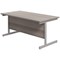 Jemini 1600mm Rectangular Desk, Silver Cantilever Leg, Grey Oak