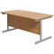 Jemini 1600mm Rectangular Desk, Silver Cantilever Leg, Oak