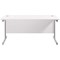 Jemini 1600mm Rectangular Desk, Silver Cantilever Leg, White