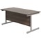 Jemini 1600mm Rectangular Desk, Silver Cantilever Leg, Walnut