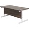 Jemini 1600mm Rectangular Desk, White Cantilever Leg, Grey Oak