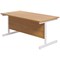 Jemini 1600mm Rectangular Desk, White Cantilever Leg, Oak