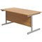 Jemini 1800mm Rectangular Desk, Silver Cantilever Leg, Oak