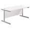 Jemini 1800mm Rectangular Desk, Silver Cantilever Leg, White