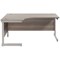 Jemini 1600mm Corner Desk, Left Hand, Silver Cantilever Legs, Grey Oak