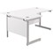 Jemini 1600mm Corner Desk, Left Hand, Silver Cantilever Legs, White