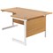 Jemini 1600mm Corner Desk, Right Hand, White Cantilever Legs, Oak