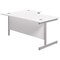 Jemini 1800mm Corner Desk, Right Hand, Silver Cantilever Legs, White