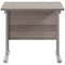 Jemini 800mm Slim Rectangular Desk, Silver Cantilever Legs, Grey Oak