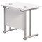 Jemini 800mm Slim Rectangular Desk, Silver Cantilever Legs, White