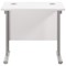 Jemini 800mm Slim Rectangular Desk, Silver Cantilever Legs, White