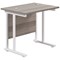 Jemini 800mm Slim Rectangular Desk, White Cantilever Leg, Grey Oak