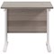 Jemini 800mm Slim Rectangular Desk, White Cantilever Leg, Grey Oak