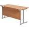 Jemini 1200mm Slim Rectangular Desk, Silver Double Cantilever Leg, Beech