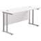 Jemini 1200mm Slim Rectangular Desk, Silver Double Cantilever Leg, White