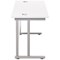 Jemini 1200mm Slim Rectangular Desk, Silver Double Cantilever Leg, White