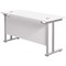 Jemini 1200mm Slim Rectangular Desk, Silver Double Cantilever Leg, White