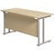 Jemini 1200mm Slim Rectangular Desk, Silver Double Cantilever Leg, Maple