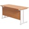 Jemini 1200mm Slim Rectangular Desk, White Cantilever Leg, Beech