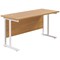 Jemini 1200mm Slim Rectangular Desk, White Cantilever Leg, Oak