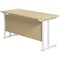 Jemini 1200mm Slim Rectangular Desk, White Cantilever Leg, Maple