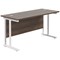 Jemini 1200mm Slim Rectangular Desk, White Cantilever Leg, Walnut