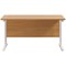 Jemini 1400mm Slim Rectangular Desk, White Cantilever Leg, Oak