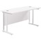 Jemini 1400mm Slim Rectangular Desk, White Double Upright Cantilever Legs, White