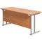 Jemini 1600mm Slim Rectangular Desk, Silver Double Cantilever Leg, Beech