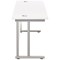 Jemini 1600mm Slim Rectangular Desk, Silver Double Cantilever Leg, White