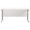 Jemini 1600mm Slim Rectangular Desk, Silver Double Cantilever Leg, White