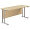 Jemini 1600mm Slim Rectangular Desk, Silver Double Cantilever Leg, Maple