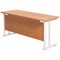 Jemini 1600mm Slim Rectangular Desk, White Cantilever Leg, Beech