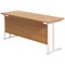 Jemini 1600mm Slim Rectangular Desk, White Cantilever Leg, Oak