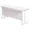 Jemini 1600mm Slim Rectangular Desk, White Cantilever Leg, White