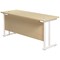 Jemini 1600mm Slim Rectangular Desk, White Cantilever Leg, Maple