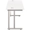 Jemini 1800mm Slim Rectangular Desk, Silver Double Cantilever Leg, White