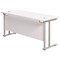 Jemini 1800mm Slim Rectangular Desk, Silver Double Cantilever Leg, White