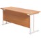 Jemini 1800mm Slim Rectangular Desk, White Cantilever Leg, Beech