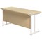 Jemini 1800mm Slim Rectangular Desk, White Cantilever Leg, Maple