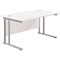 Jemini 1200mm Rectangular Desk, Silver Double Cantilever Leg, White